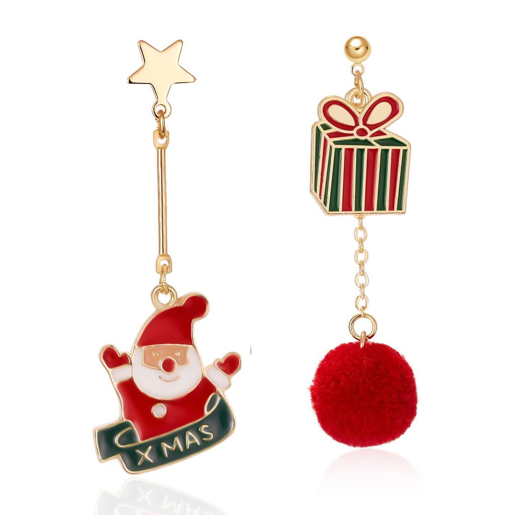 Christmas Gift Women Enamel Bell Earrings Rhinestone Christmas Stud Earrings Female Girls Christmas New Year Gifts