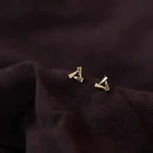 Load image into Gallery viewer, 925 Sterling Silver Geometric Triangle Windmill 14k Gold Plating Earrings Women Simple Fashion Wedding Party Jewelry Gift