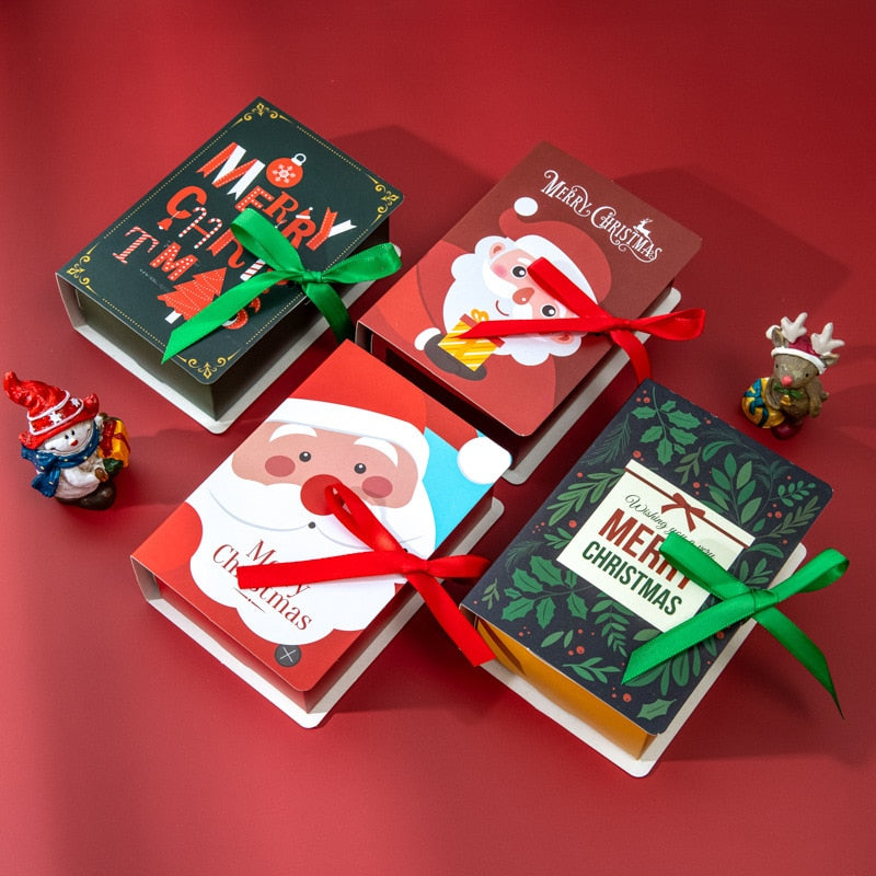 Christmas Gift 5pcs New Year 2022 Christmas Santa Claus Candy Gift Box Xmas Packing Bag Christmas Decorations for Home Navidad 2021 Kid Gifts