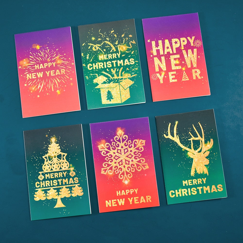 Merry Christmas Cards Christmas Tree Winter Gift Pop-Up Cards Christmas Decoration  Stickers Laser Cut New Year Greeting Cards