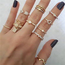Load image into Gallery viewer, Skhek 2022 New Women&#39;s Moon Star Love Hollow Full Micro Pave Zircon Ring Set Girl Jewelry Bohemia Jewelry Accessories