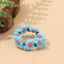Load image into Gallery viewer, Skhek European and American creative hand-woven flower rice bead ring female bohemian beaded color ring jewelry