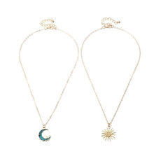 Load image into Gallery viewer, Simple Sun Stars Moon Necklaces Fashion Europen Alloy Oil Drop Women Long Pearl Golden Pendant Necklace Jewelry For Girls Gifts
