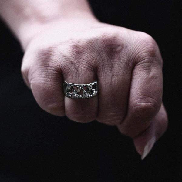 Skhek Fashion Retro Teeth Beast Ring Stinless Steel Unisex Finger Ring Punk Rock For Boyfriend Gift  Engagement  Jewelry OSR612