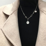 Skhek Korean Style Metal Chain Around the Neck Design Personality Hip-Hop Clavicle Chain Fashion Exaggeration Necklaces Jewelry Gothic