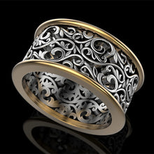 Load image into Gallery viewer, Huitan Carved Fine Pattern Women Band Rings Punk Vintage Party Finger Accessories Metallic Style Personality Female Ring Jewelry