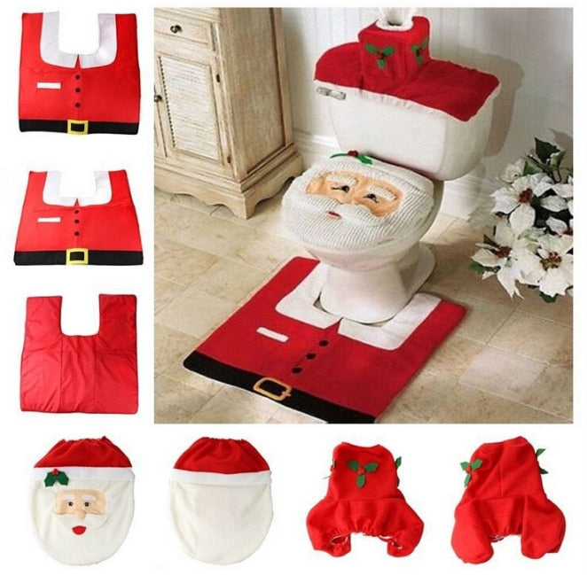 Christmas Toilet Dec  Santa Claus Bathroom Mat Christmas Toilet Seat Cover  Merry Christmas Decor For Home 2021 Noel Natal Goods