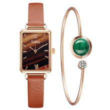 Load image into Gallery viewer, Christmas Gift Gaiety Brand Women Watches Fashion Square Ladies Quartz Watch Bracelet Set Green Dial Simple Rose Gold Mesh Luxury Women Watches