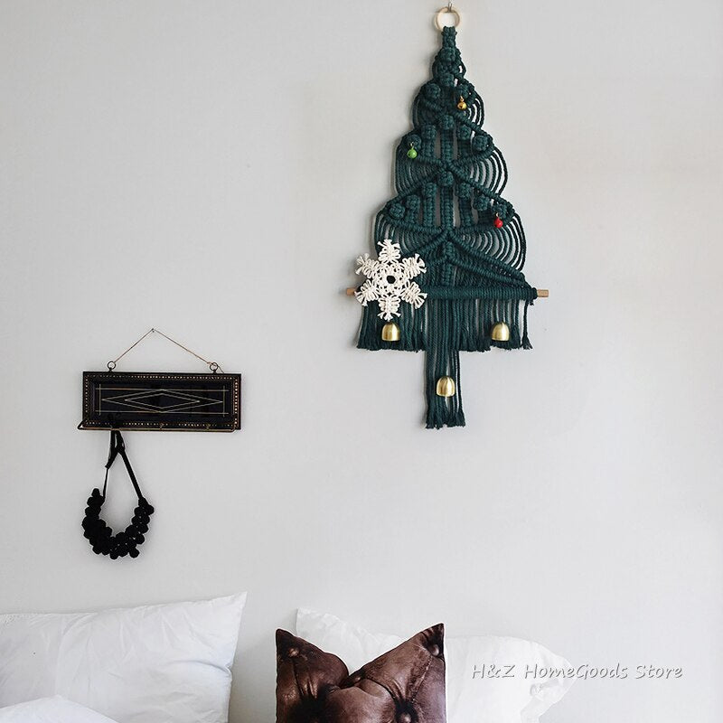 Macrame Christmas Tree Wall Hanging Tapestry Handwoven Boho Decoration Bohemian Decor For Living Room Kids Baby  Gift