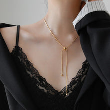 Load image into Gallery viewer, SKHEK 2022 New Trend Gold Color Long Necklace Geometric Metal Chain Adjustable Necklace For Women Girls Party Wedding Jewelry