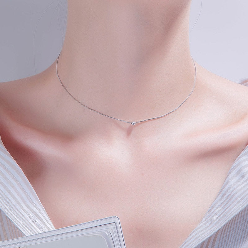 Sterling Alloy Choker Necklaces Women Fine Jewelry Wedding Accessories Geometric Pendant Beads Necklace Wholesale