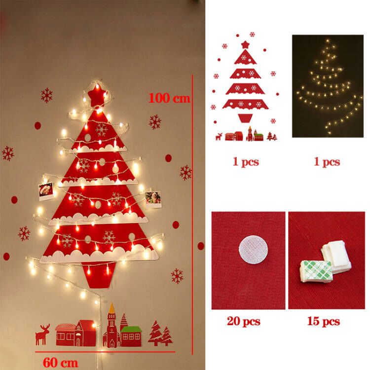 Christmas Tree With LED Light New Year Kids Gift Toys Door Wall Hanging Ornaments Christmas Decoration for Home Navidad