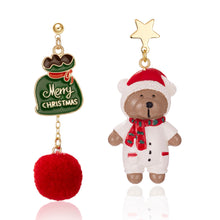 Load image into Gallery viewer, Christmas Gift Asymmetrical Star Bear Irregular Plush Ball Drop Earrings For Women Christmas Fashion Cute Santa Clause Deer Earring Jewelry