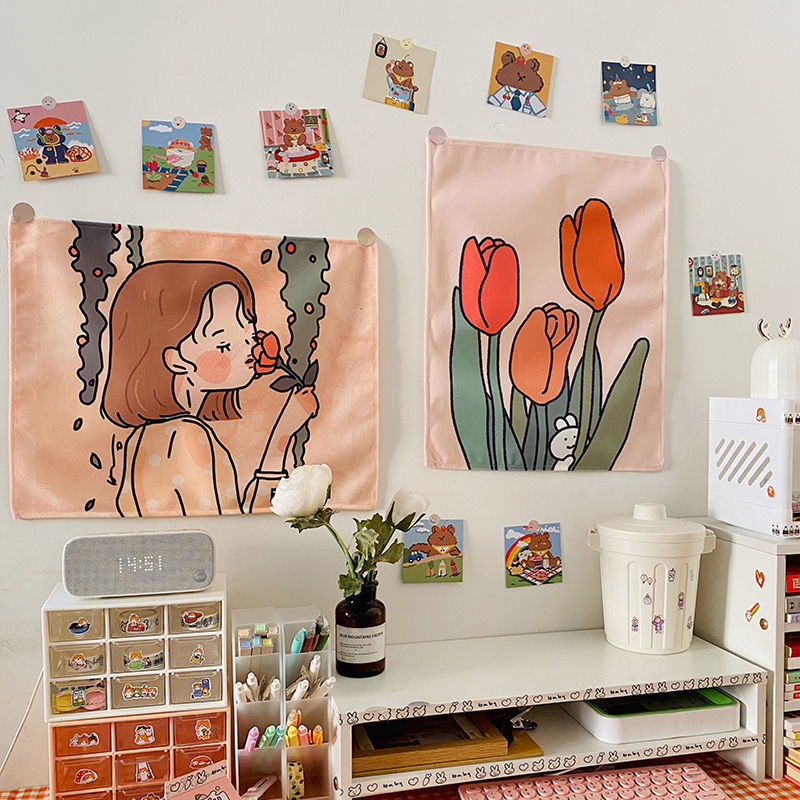 Hanging Cloth Background Fabric Ins Girl Room Decoration Dormitory Bedroom Wall Bedspread Cloth anime tapestry