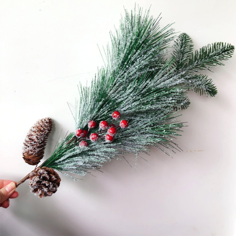 Christmas Gift Christmas Decoration Artificial Pine Branch Fake Pinecone Christmas Berry Red Fruit for Home Party Decor