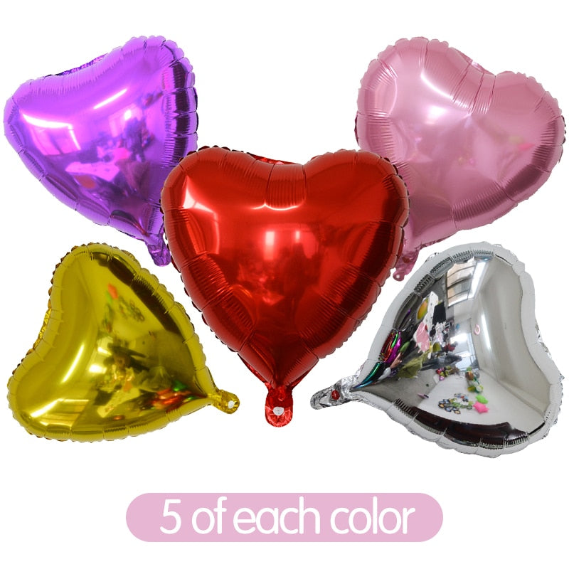 25pcs 18inch Gold Red Pink Purple Love Foil Heart Helium Balloons Wedding Birthday Party Balloons Valentine's Day Globos Supplie
