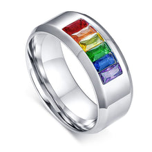 Load image into Gallery viewer, Rainbow Lesbian Rings silver color Stainless Steel Lgbt Pride Ring 6m Width