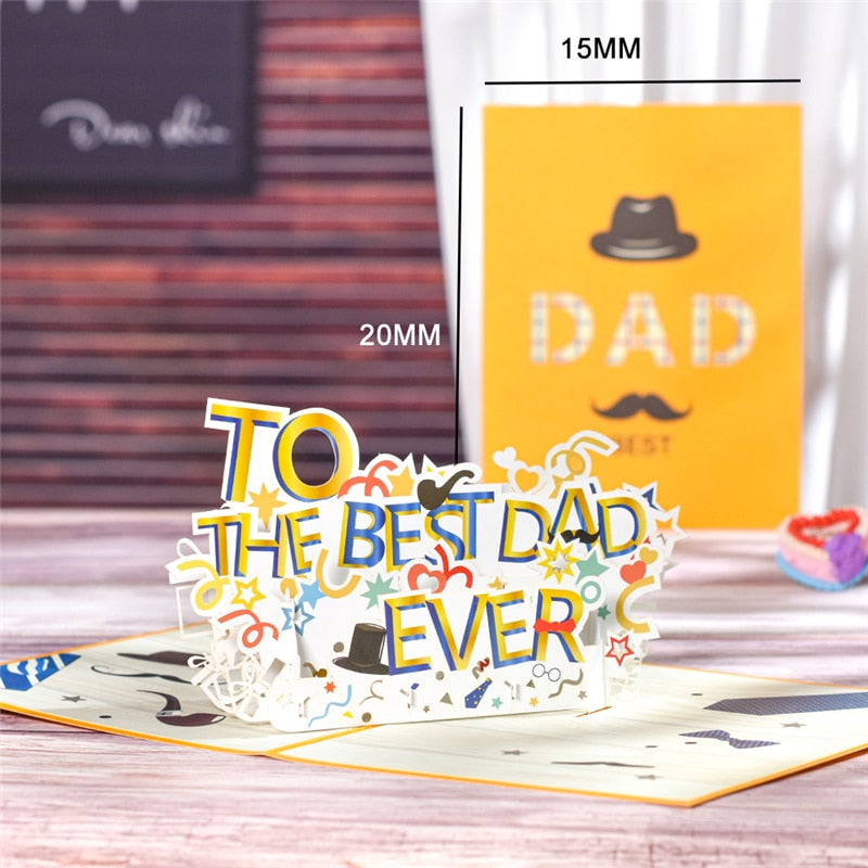 Happy Fathers Day Card 3D Pop-Up Birthday Cards for Dad Handmade Gift Greeting Card with Envelope