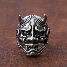 Load image into Gallery viewer, Skhek Gothic Skull Bull Head Ring Men Punk Hip Hop Japanese Demon Stainless Steel Skull Rings For Men Fashion Jewelry