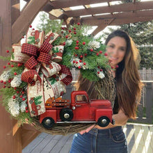 Load image into Gallery viewer, Farmhouse Christmas Decor Red Truck Christmas Wreath Window Front Door Wreath Decoration Wall Hanging Prop Party Home Decoration