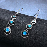 Skhek Fashion Women Earrings 2023 Retro Imitation Opal Geometric Pendant Earrings Women Jewelry Bohemian Long Dangle Earrings