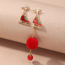 Load image into Gallery viewer, Christmas Gift Christmas Plush Ball Tassel Long Drop Earrings for Women Red Cotton Silk Fabric Fringe Earrings 2020 Fashion Woman Jewelry Gift