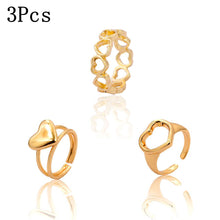 Load image into Gallery viewer, SKHEK Punk Vintage Smiley Finger Rings Set Gold Color Tulip Flowers Open Wide Rings For Women Heart Geometric Rings Trendy New Jewelry