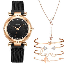 Load image into Gallery viewer, Christmas Gift Luxury Creative Diamond Dial Women Watches Fashion Rose Gold Magnet Buckle Ladies Quartz Wristwatches Simple Female Watch Gifts