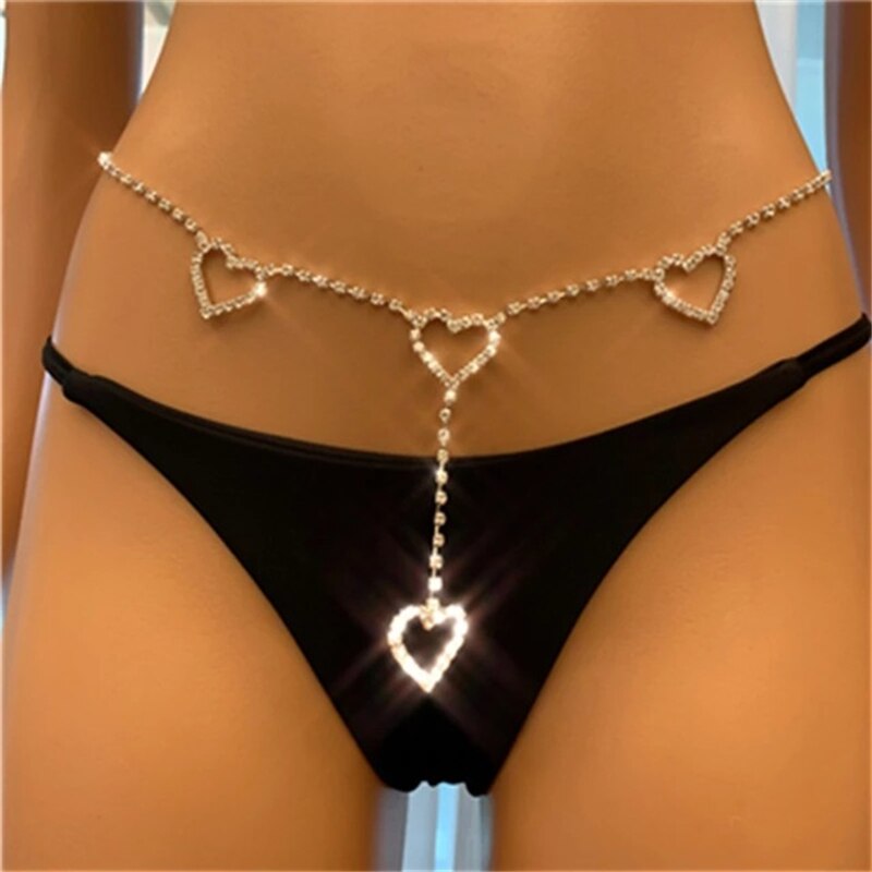 Dropship Fashion Rhinestone Body Jewelry Butterfly Waist Chain Belt for Women Cute Heart Belly Chain Money Waist Chain
