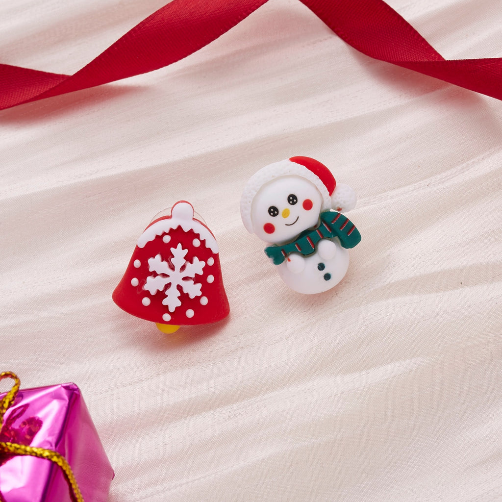 Christmas Gift New Asymmetrical Christmas Stud Earring For Women Soft Pottery Santa Claus Christmas Tree Snowman Xmas Hat Earrings Jewelry