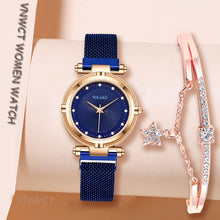 Load image into Gallery viewer, Christmas Gift Luxury Creative Diamond Dial Women Watches Fashion Rose Gold Magnet Buckle Ladies Quartz Wristwatches Simple Female Watch Gifts
