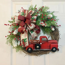 Load image into Gallery viewer, Farmhouse Christmas Decor Red Truck Christmas Wreath Window Front Door Wreath Decoration Wall Hanging Prop Party Home Decoration
