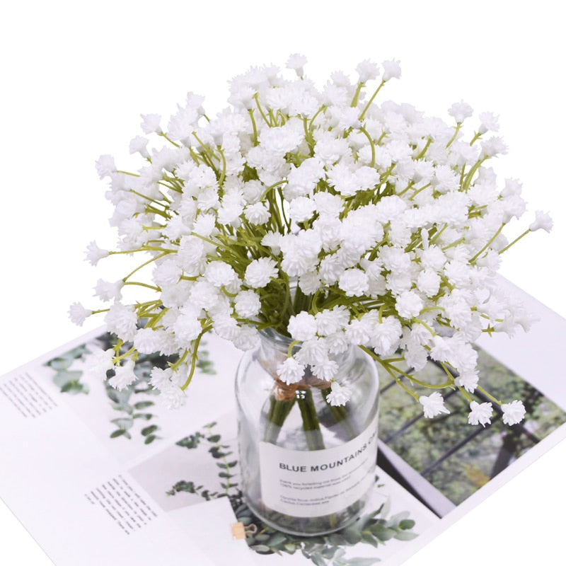 20cm White Gypsophila Artificial Flowers Wedding DIY Bouquet Decoration Arrangement Plastic Babies Breath Fake Flower Home Decor