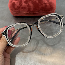 Load image into Gallery viewer, Skhek Myopia Hyperopia Women Sunglasses Vintage Clear Lens Glasses Ladies Luxury Rhinestone Eyeglasses Men Optical Shades
