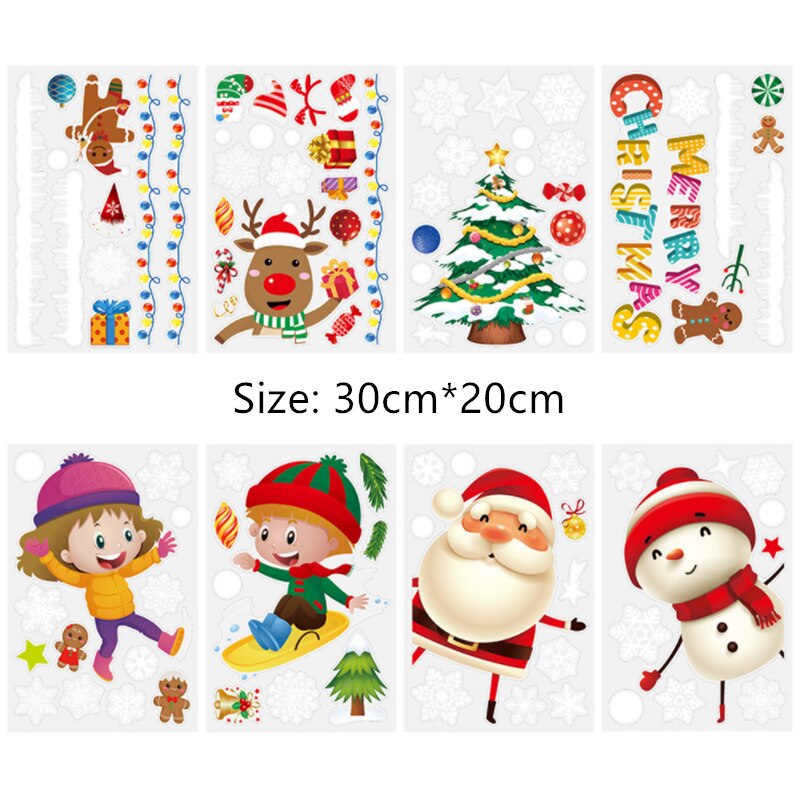 Christmas Gift Navidad 2021 Christmas Decorations for Home Christmas Snowman White Snowflake Elk Window Decoration Sticker 2022 New Year Natal