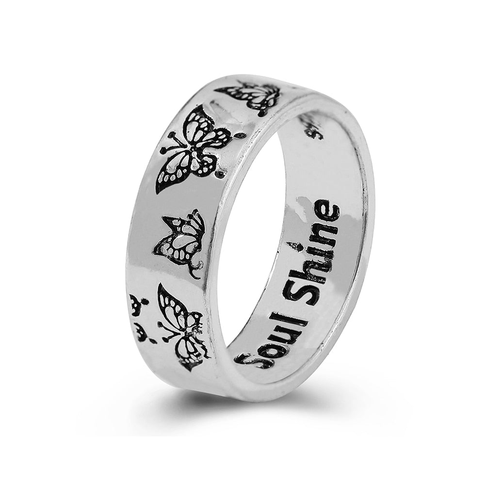 Skhek Vintage Gothic Skull Flower Angel Rings for Women Hip Hop Silver Color Butterfly Heart Finger Ring Fashion Streatwear Jewelry