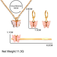 Load image into Gallery viewer, Skhek New Fashion Cute Multicolor Acrylic Butterfly Jewelry Sets For Women Sweet Girls Pendant Necklace Earrings Hairpin Set Gifts