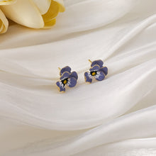 Load image into Gallery viewer, Minar Temperament Purple Enamel Flower Dangle Earring for Women Gradient Color Bling Bling Rhinestone Earring Jewelry Pendientes