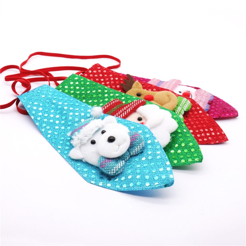 1pcs Christmas Tie Sequins Santa Claus Snowman Reindeer Bear  For Xmas Decoration Kid Toy Ornaments navidad Christmas Decoration