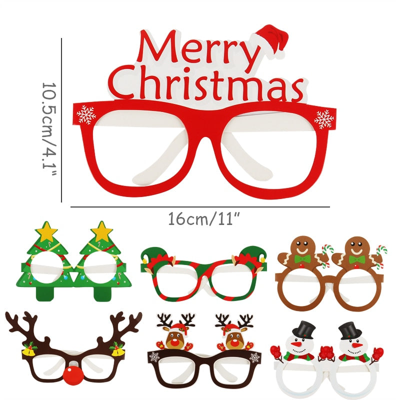 Christmas Gift 9pcs Merry Christmas Glasses Frame Photo Booth Props Christmas Ornaments Navidad Gift Natale 2022 New Year Eve Xmas Party Decor