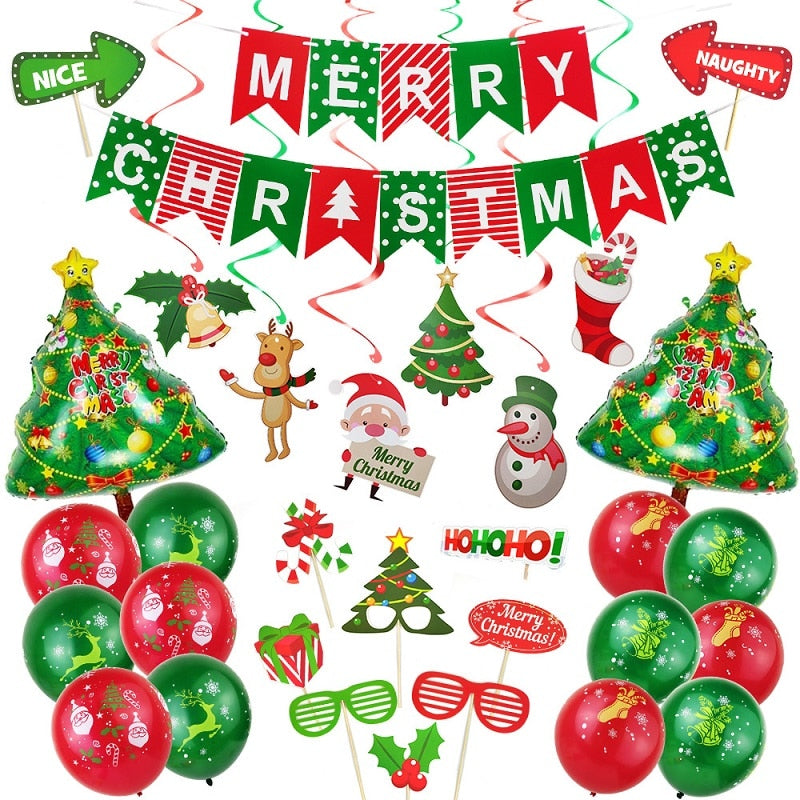 Christmas Decorations for Home Merry Christmas Balloons Banner Photo Booth Props 2021 Happy New Year Decorations Navidad