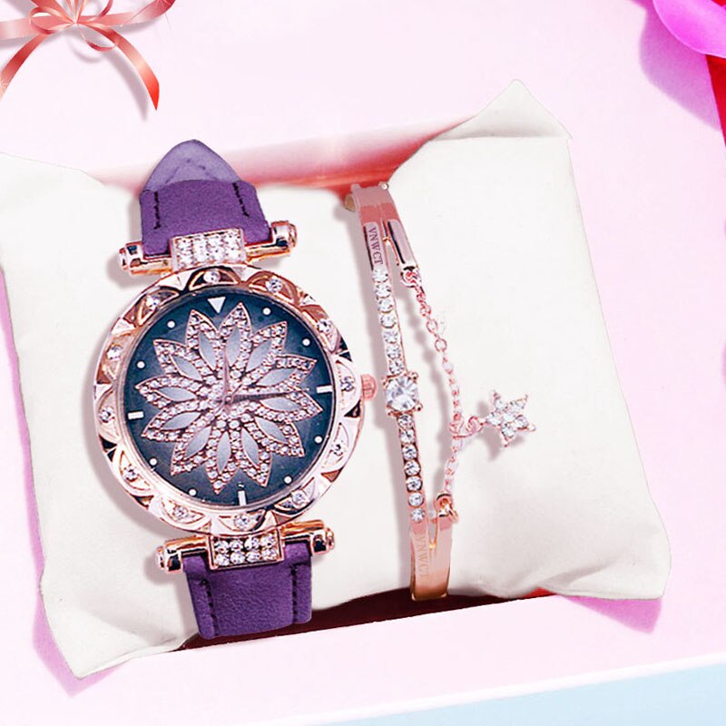 Christmas Gift Women Casual Leather Ladies Watch Quartz Wrist Watch Starry Sky Female Clock reloj mujer relogio feminino
