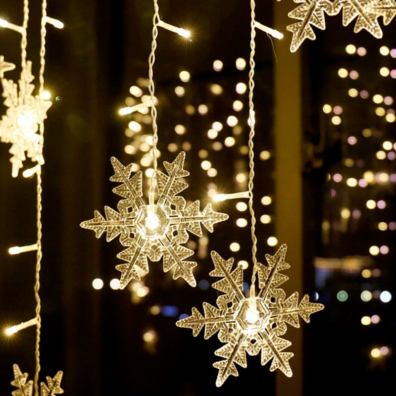 Skhek  Curtain LED Lights Merry Christmas Decorations For Home Snowflake Icicle Lights Natale Navidad Xmas Decoration New Year 2022