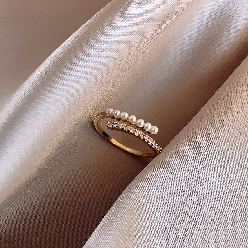 2022 Korean New Baroque Pearl Index Finger Ring Fashion Temperament Simple Versatile Ring Jewelry