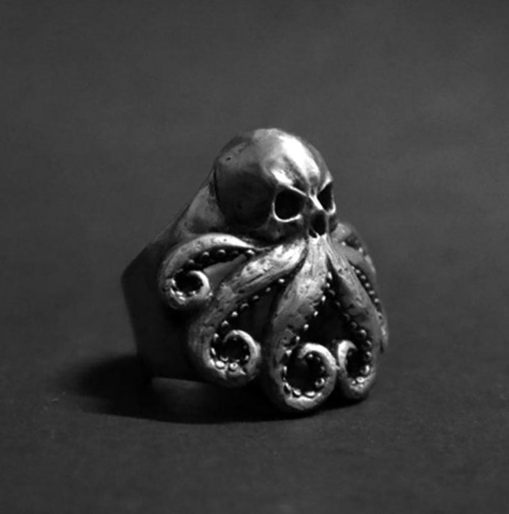 Skull Animal Ring Mens Gothic Hip Hop Punk Halloween Turquoise Eagle Wolf Pirate Skull Octopus Vintage Jewelry Boyfriend Gift