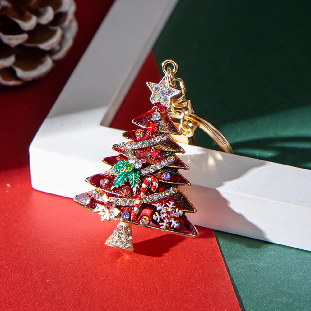 New diamond-studded oil dripping Christmas tree keychain pendant Christmas Decoration  Home Decor Christmas Decorations For Home