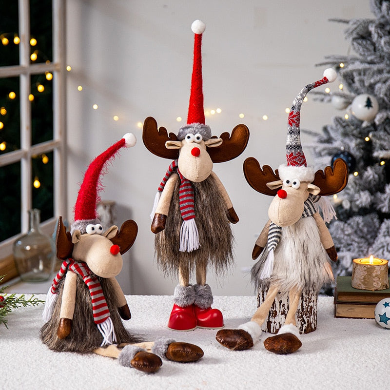 Elk Christmas Dolls Christmas Decorations for Home Retractable Standing Toy Birthday Party Gift Kids Santa Cluas Snowman