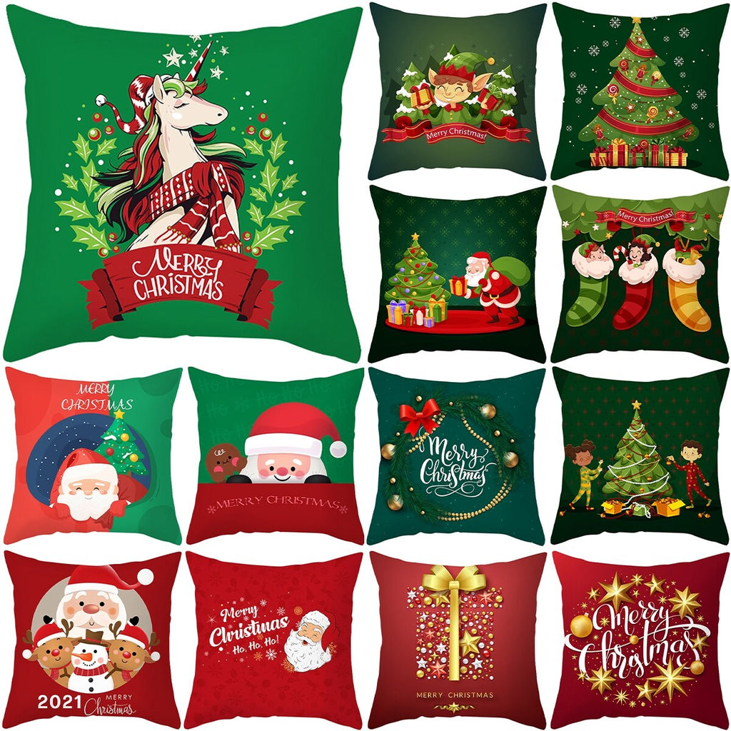 Christmas Gift 45X45cm Santa Claus Christmas Cushion Cover Merry Christmas Decoration For Home 2021 Xmas Navidad Noel Natal Happy New Year 2022
