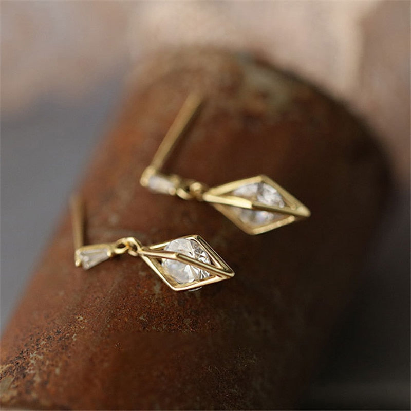 Skhek Sterling Alloy  Korean Diamond Hollow Stud Earrings Women Crystal Tassels Light Luxury Sexy Party Jewelry Gift