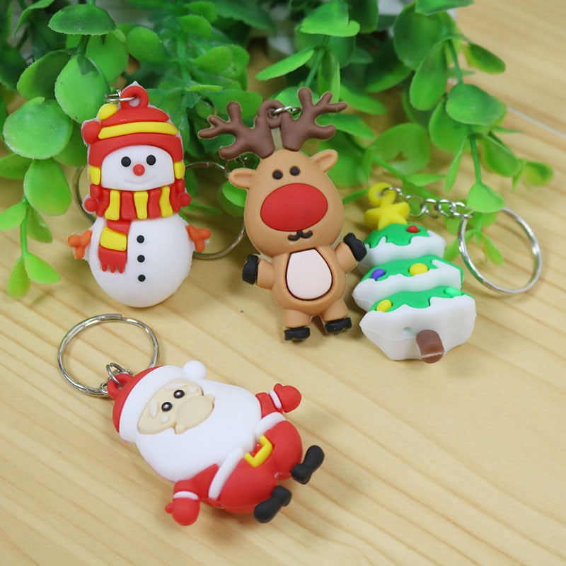 Creative Christmas Soft Keychain Pendant Xmas Tree Decoration Elderly Snowman Epoxy Doll Merry Christmas Decor For Home 2021